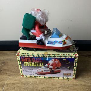 Vintage Anco Santa Claus Snowmobile Battery Operated Bump’n Go Flashing Lights
